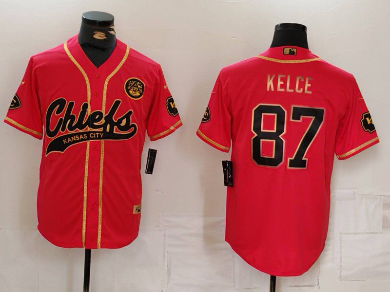 Men Kansas City Chiefs 87 Kelce Red Three generation joint name 2024 Nike Limited NFL Jersey style 1